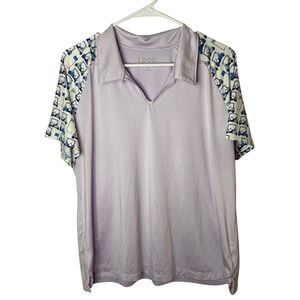 IZOD GOLF Men's Polo‎ Shirt XXL Lavender Golf Carts Print Short Sleeve